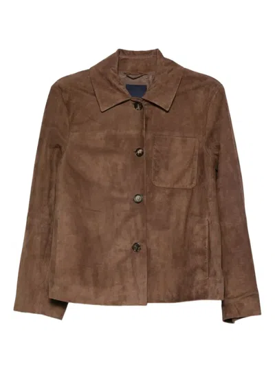 Max Mara `maxmara S` Leather Jacket In Brown