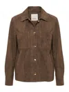 Max Mara Suede Patch-pocket Jacket In Brown