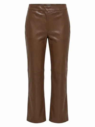 Max Mara Straight-leg Leather-effect Trousers In Brown