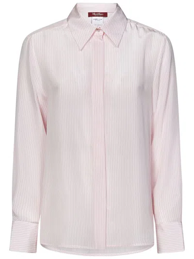 Max Mara Striped Silk Shirt In Pink