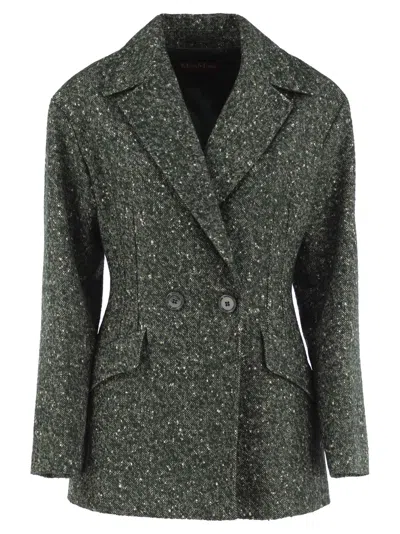 Max Mara Maxmara Studio Mstcivada - Double-breasted Bouclé Wool-blend Blazer In Gray