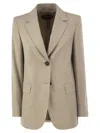 Max Mara Maxmara Studio Mstedito - Single-breasted Stretch Virgin Wool Blazer In Brown