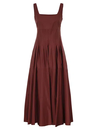 Max Mara Maxmara Studio Mstfeltre - Cotton Midi Dress With Structured Bodice In Burgundy