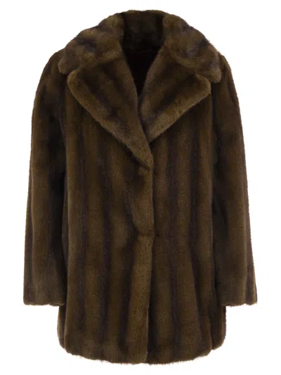 Max Mara Maxmara Studio Mstneo - Faux Fur Coat In Brown