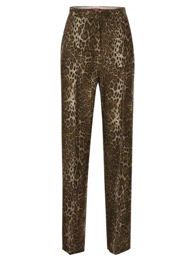 Max Mara Mstromana – Silk Trousers With Animal Print In Multi