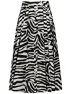 Max Mara Pleated Printed Cotton Skirt In Black