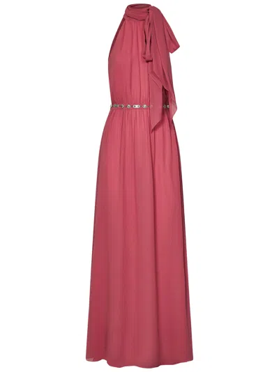 Max Mara Studio Embellished Halterneck Dress In Pink