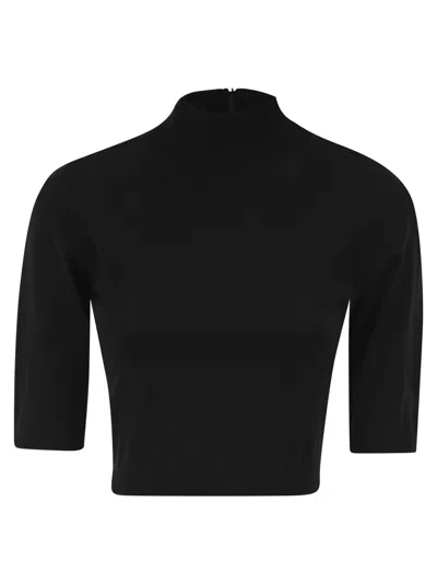 Max Mara High-neck Short-sleeved Knitwear In Black