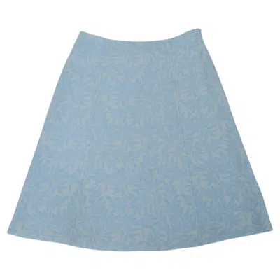 Pre-owned Max Mara Maxmara Weekend Paneled Midi Or Tea-length Flare Skirt Floral & Leaf Decoration In Blue