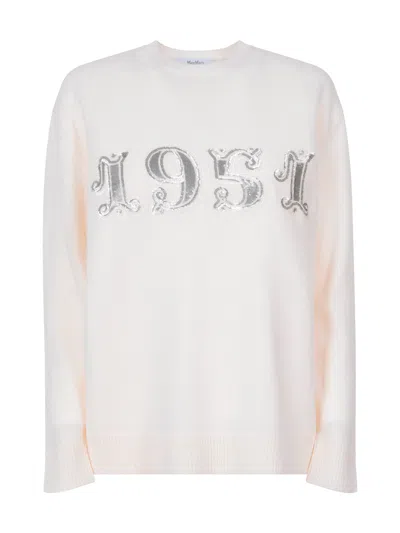 Max Mara Maxmara Women 1951 Sequin Embroidery Pullover In White
