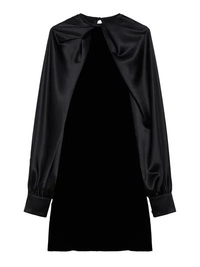 Max Mara Zarelia Twisted Satin-sleeve Velvet Mini Dress In Black