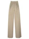 Max Mara Linen Trousers With Pleats In Gray