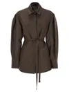 Max Mara Maxmara Women Affari - Linen And Silk Shirt With Belt In Brown