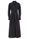 Max Mara Go Belted Waist Midi Dress With Long Sleeves In Multicolor