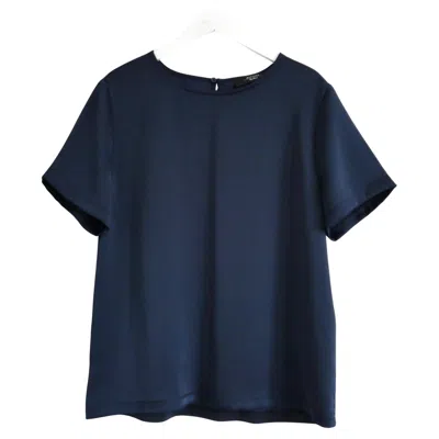 Pre-owned Max Mara Maxmara Women's Contemporary Navy Satin Jersey Top, Size M, New In Blue