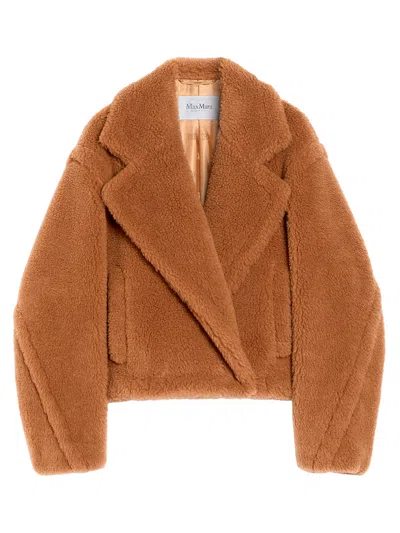 Max Mara Maxmara Women Cropped Teddy Bear Icon Coat In Camel In Brown