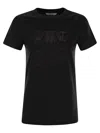 Max Mara Embellished Round Neck Top With Graphic Detail In Black