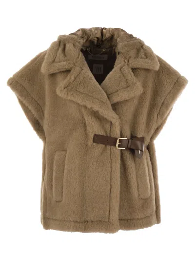 Max Mara Maxmara Women Lanoso4 - Teddy Fabric Vest Cape In Multicolor