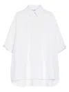 Max Mara Maxmara Women Loose-fitting 3/4 Sleeves Cotton Shirt In White