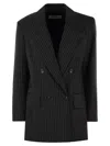 Max Mara Double-breasted Wool Jacket With Pinstripe Design