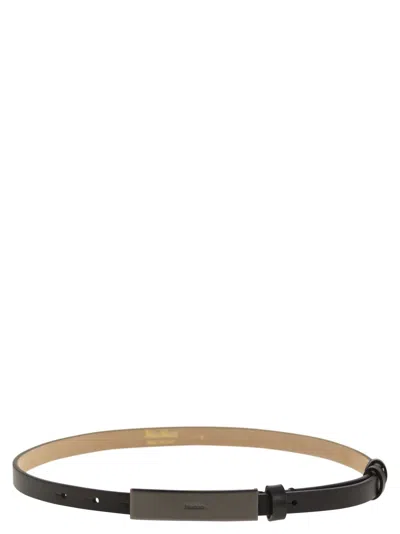 MAX MARA MAXMARA WOMEN NEWPLATE15 - LEATHER BELT WITH LOGO PLAQUE