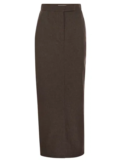 Max Mara Maxmara Women Pianosa - Denim-effect Cotton Skirt In Brown