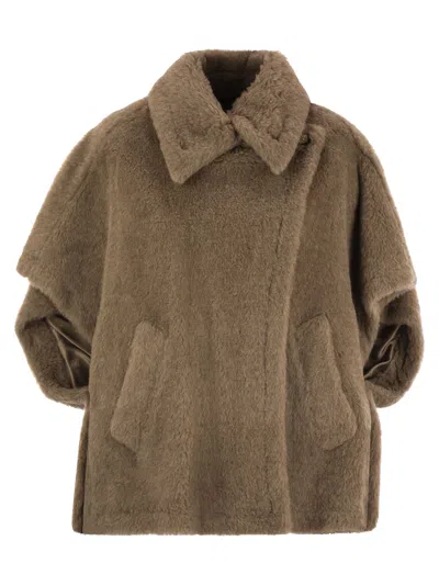 Max Mara Maxmara Women Tebe4 - Teddy Fabric Cape In Gray