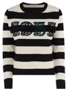 Max Mara Striped Cream Wool Sweater With Embroidered Logo Detail
