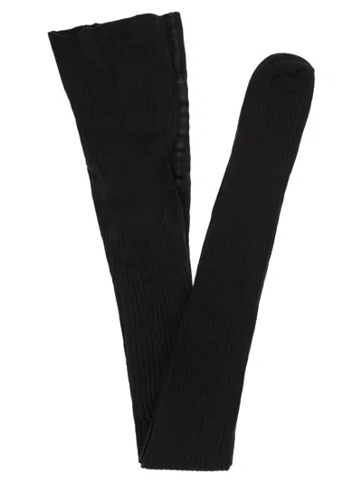 Max Mara Zavorra Ribbed Cotton Tights In Black