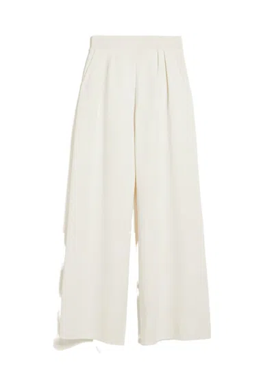 Max Mara Maxmara Zigote Virgin Wool Trousers Cream In Neutral