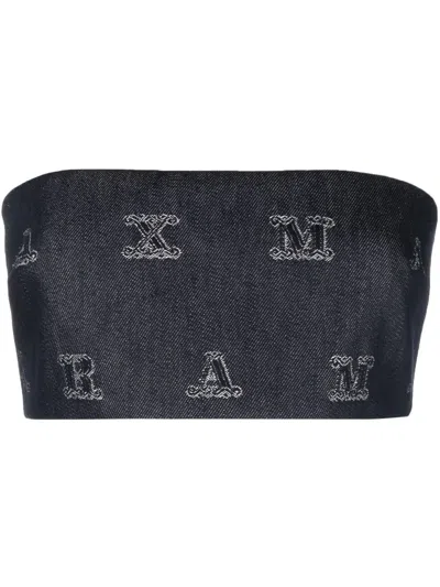 Max Mara Maxmaragram Jacquard Crop Top In 蓝色