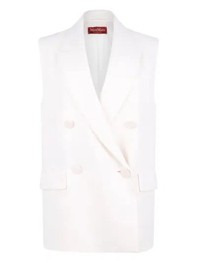 Max Mara Mayte Double-breasted Sleeveless Blazer In White