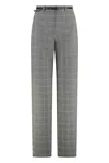 Max Mara Studio Mazurca Prince Of Wales Motif Wool Trousers In Gray