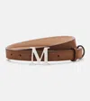 Max Mara Mclassic 20 Logo Suede Belt In Brown