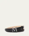 Max Mara Adjustable Smooth Finish Belt With Metallic Buckle In Black