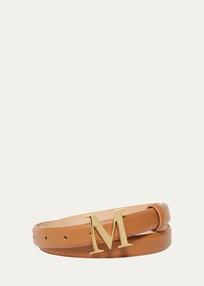 Max Mara Mclassic20 Brown Leather Belt In 003 Tobacco