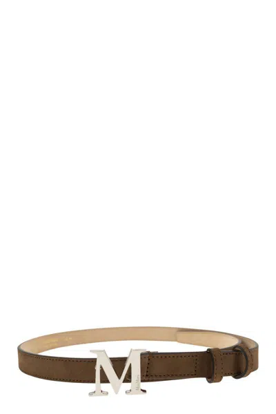 Max Mara Mclassic20s - Monogram Leather Belt In Brown