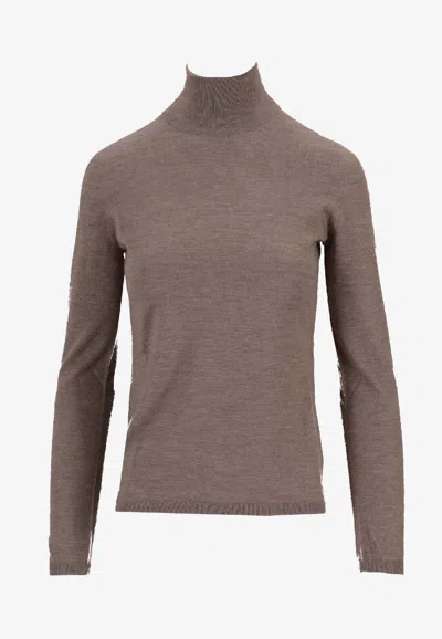 Max Mara Meana High-neck Knitted Sweater In Brown