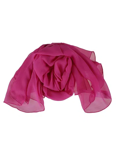 Max Mara Meandro Logo Patch Scarf In Rosa