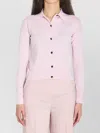 Max Mara Medeola Collared Cropped Knit Cardigan In Pink