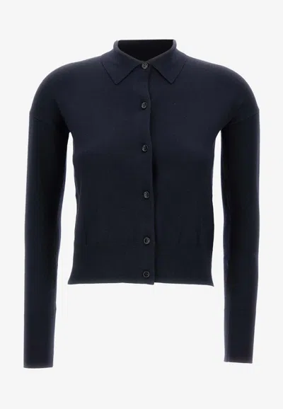 Max Mara Medeola Wool-blend Buttoned Cardigan In Blue