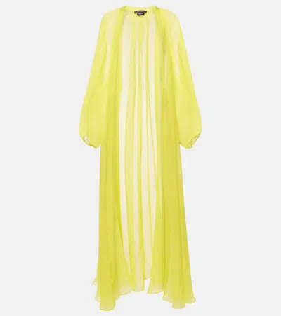 Max Mara Medicea Silk Chiffon Duster Coat In Yellow