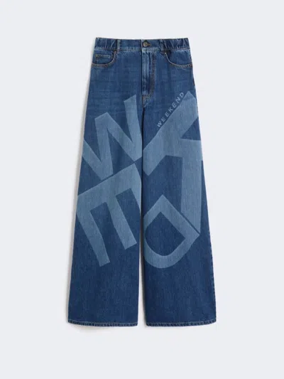 MAX MARA MEDIUM BLUE WOMAN WIDE LEG JEANS