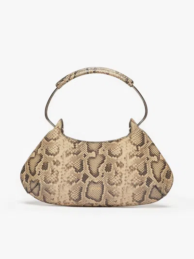 Max Mara Medium Caju Bag In Python-print Leather In Neutral