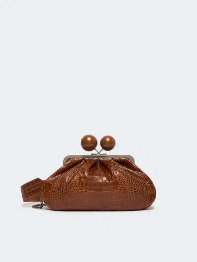 Max Mara Medium Crocodile-print Leather Pasticcino Bag In Brown