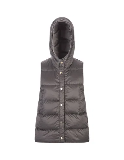 Max Mara Reversible Gilet In Water-resistant Fabric In Grey