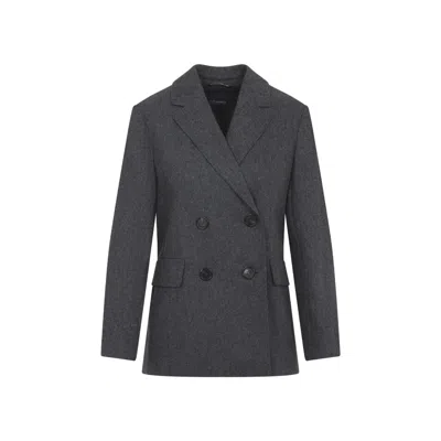 MAX MARA MAX MARA MEDIUM GREY VIRGIN WOOL LENA FLANELL JACKET