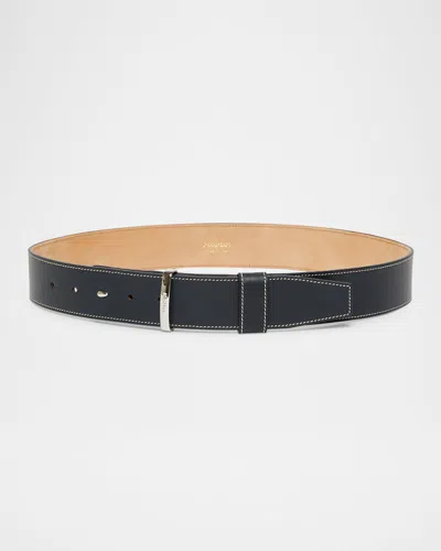 Max Mara Medium Leather Belt In Ultramarine