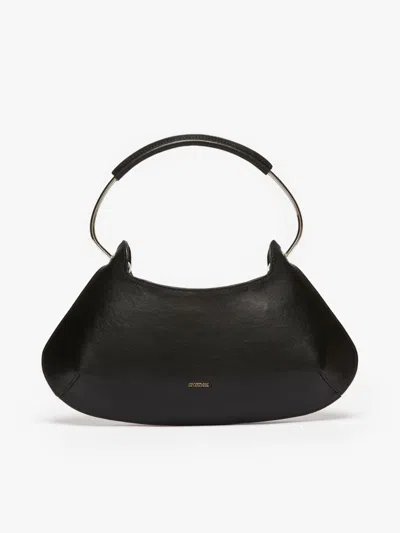 Max Mara Medium Leather Caju Bag In Black