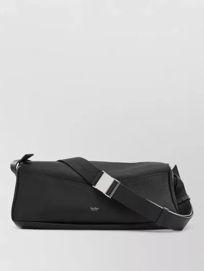 Max Mara Medium Leather Cross Body Bag Adjustable Strap In Black